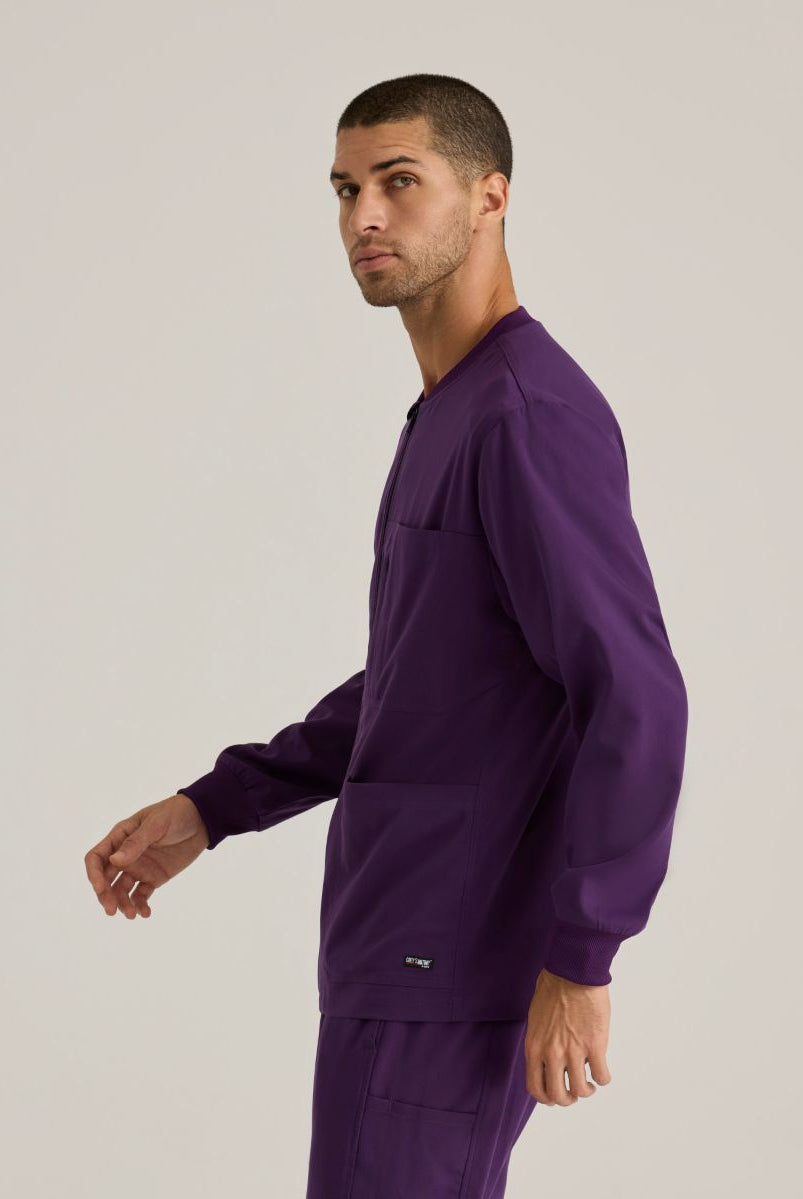 Grey's Anatomy by Barco Spandex Stretch Men's Antimicrobial Warm-Up Scrub Jacket | Eggplant