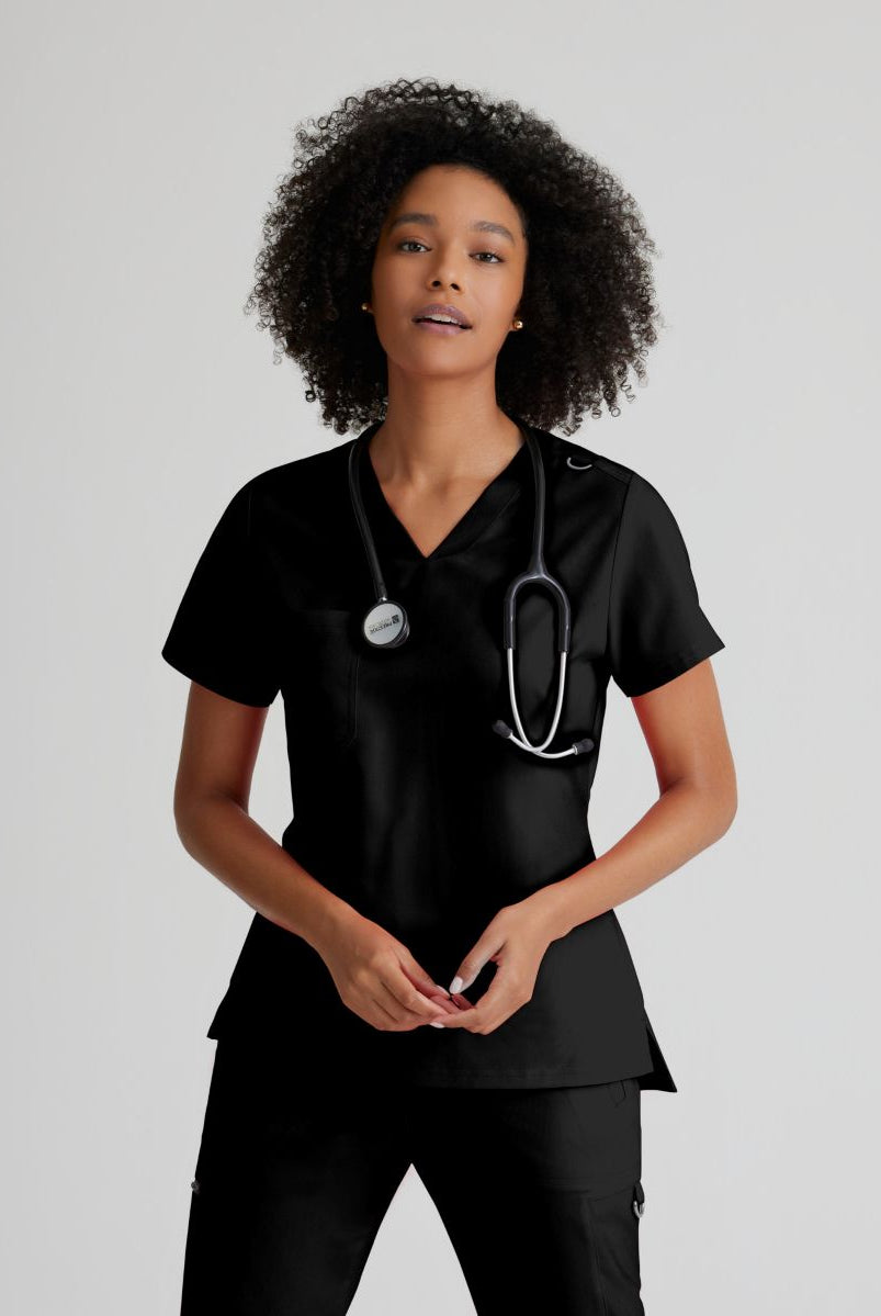 Grey's Anatomy Bree Tuck-in Scrub Top | BLACK