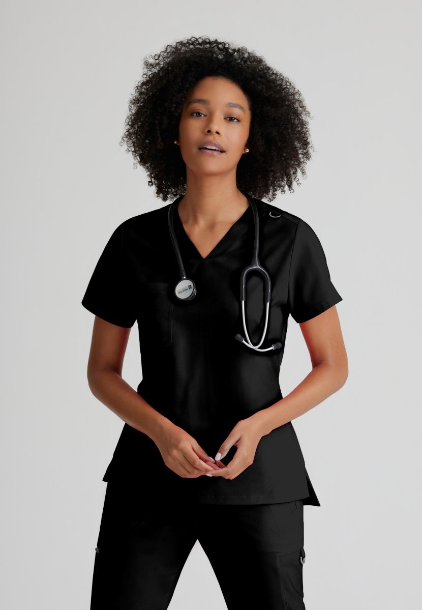 Grey's Anatomy Bree Tuck-in Scrub Top | BLACK