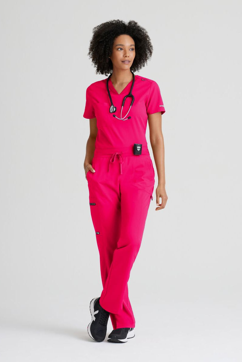 Grey's Anatomy Bree Tuck-in Scrub Top | VIBRANCE PINK