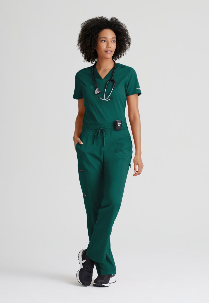 Grey's Anatomy Bree Tuck-in Scrub Top | Hunter Green