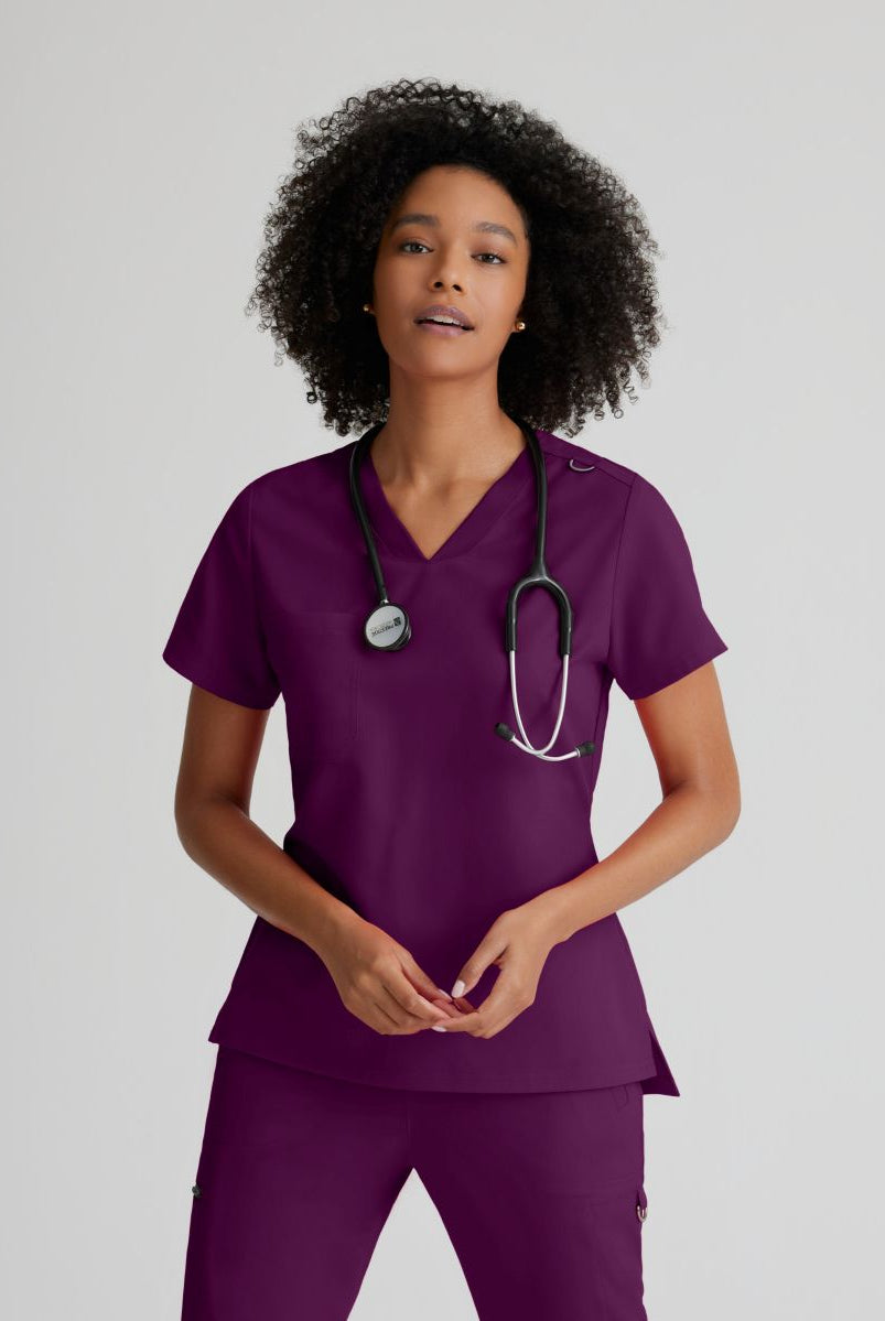 Grey's Anatomy Bree Tuck-in Scrub Top | Wine