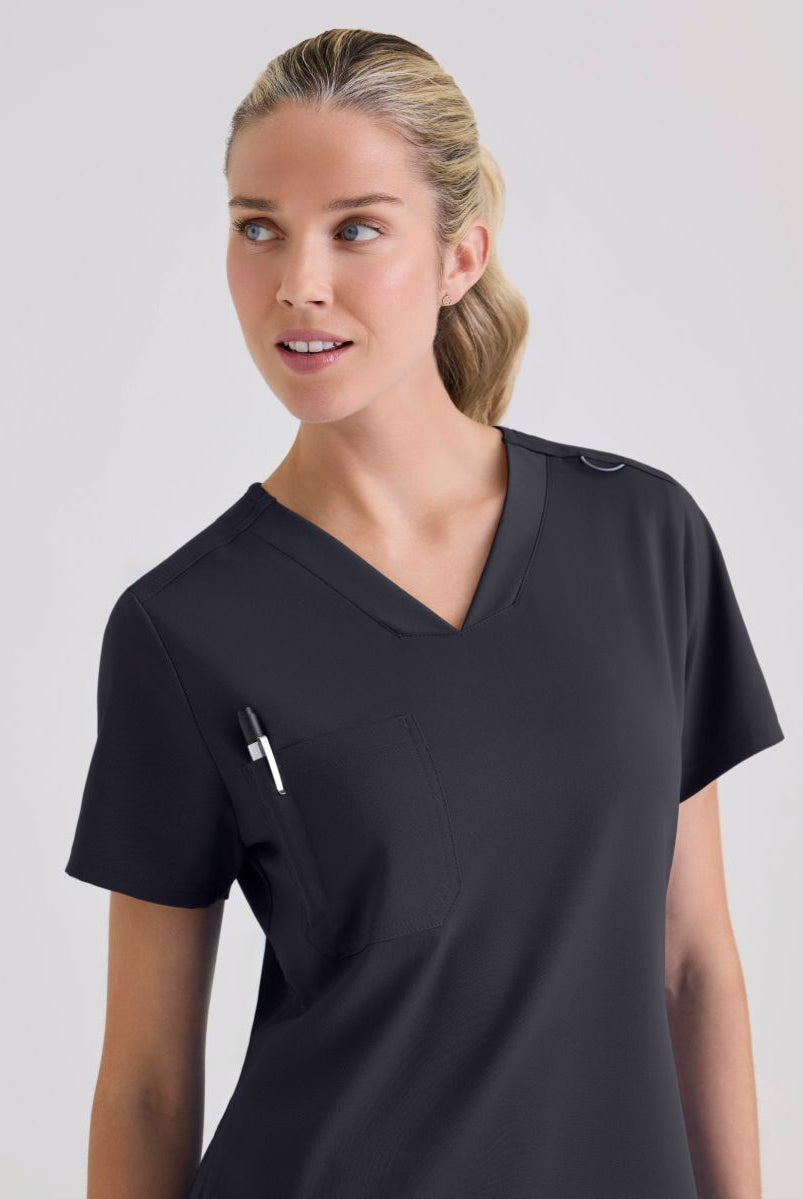Grey's Anatomy Bree Tuck-in Scrub Top | Steel