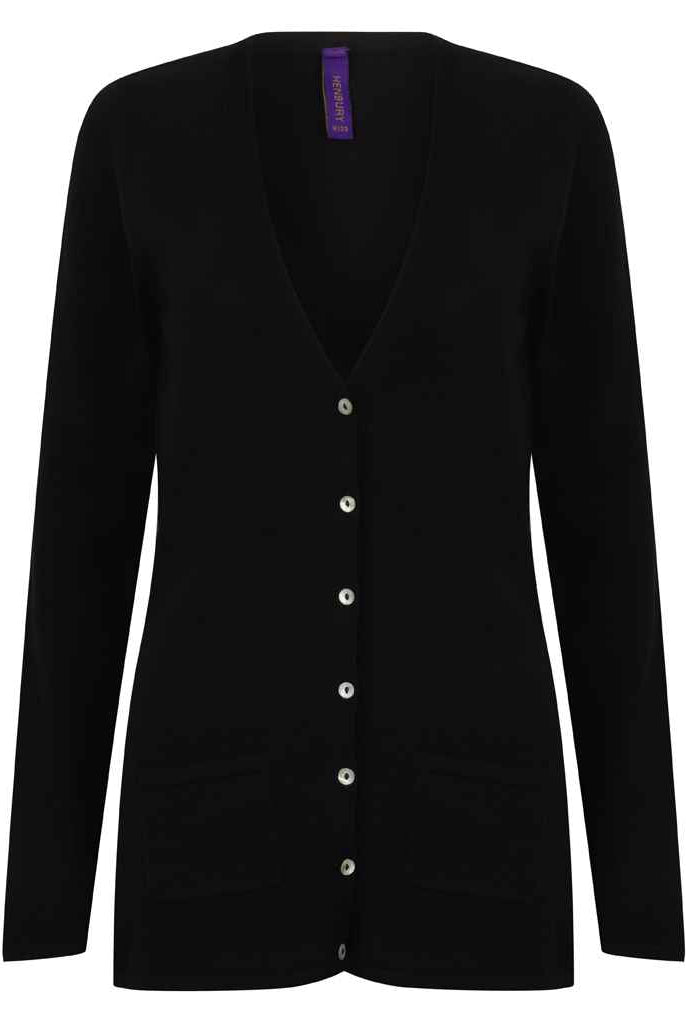 Ladies Cotton Acrylic V Neck Cardigan | BLACK