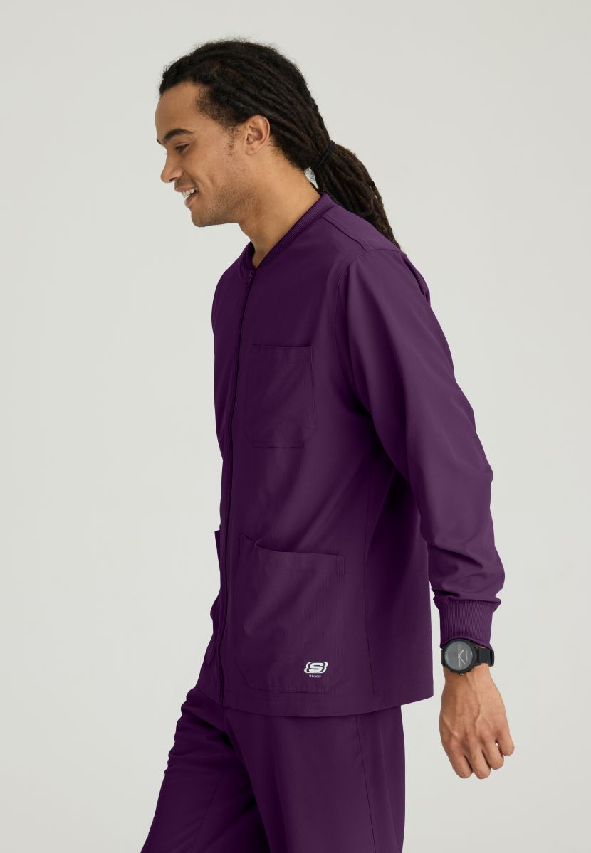 Skechers Men's 3 Pocket Warm-Up Zip Jacket | Eggplant