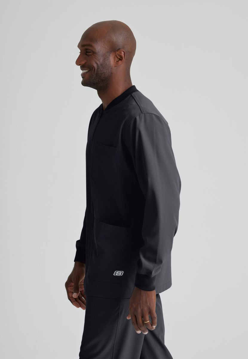 Skechers Men's 3 Pocket Warm-Up Zip Jacket | Pewter Grey