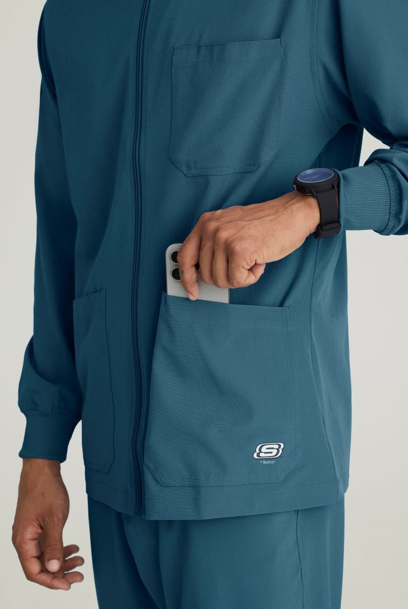 Skechers Men's 3 Pocket Warm-Up Zip Jacket | Bahama / Caribbean