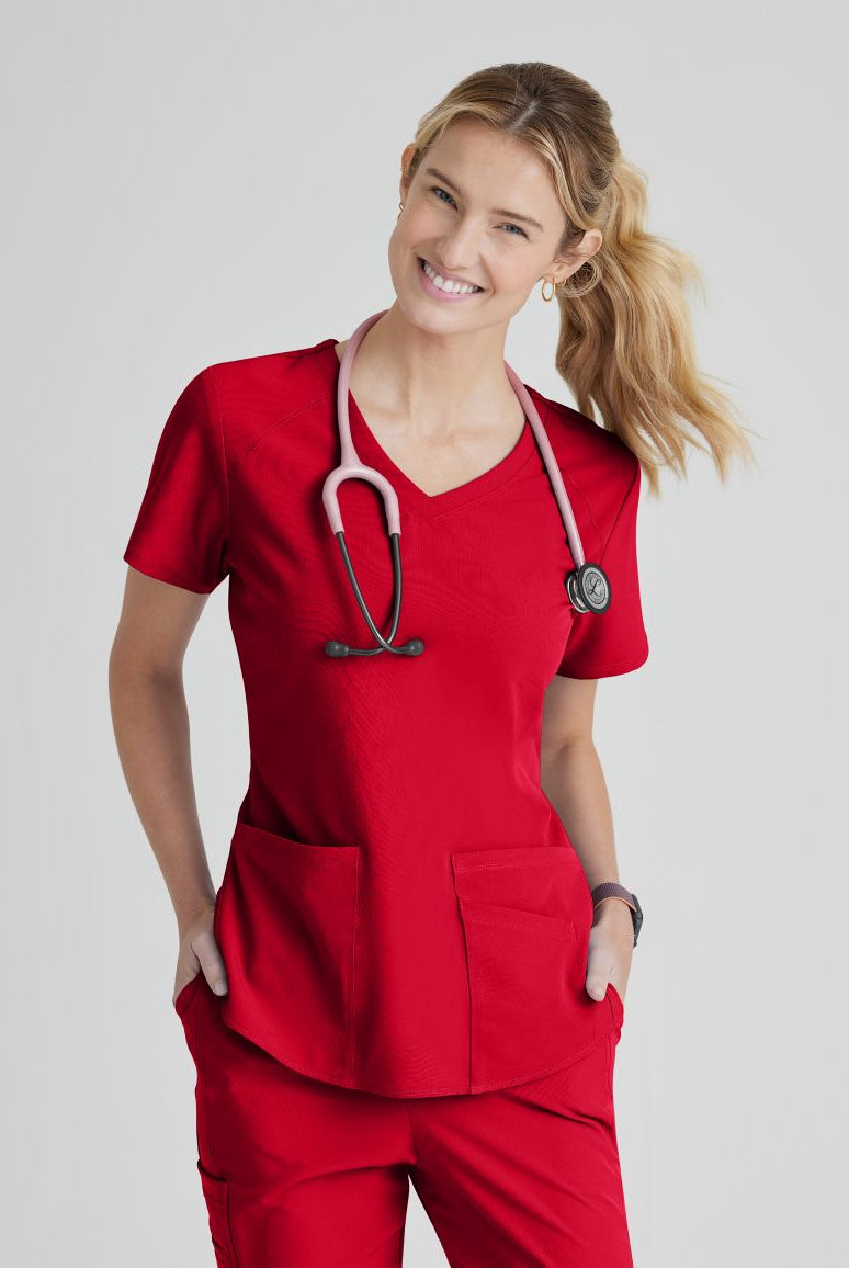 SKECHERS BREEZE 3-POCKET SHAPED HEM TOP | RED