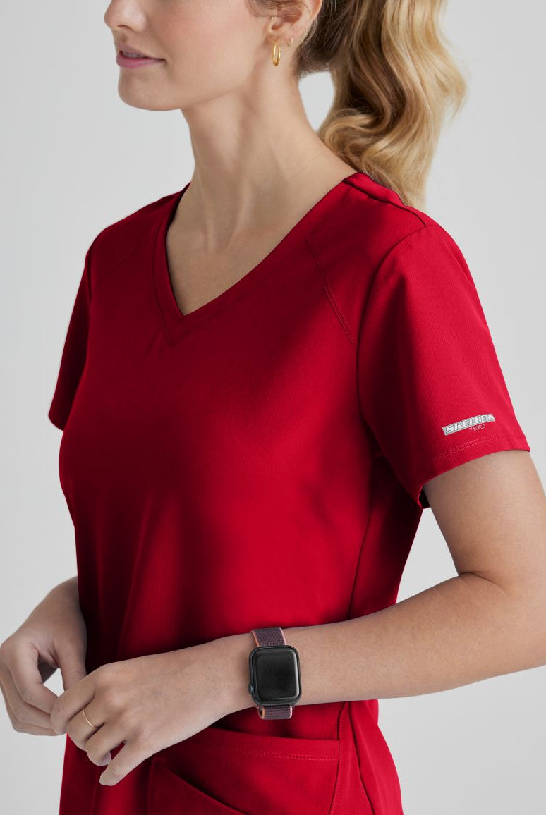SKECHERS BREEZE 3-POCKET SHAPED HEM TOP | RED