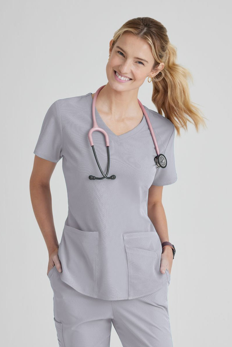 Skechers Breeze 3 Pocket Shaped Hem Scrub Top | Moonstruck
