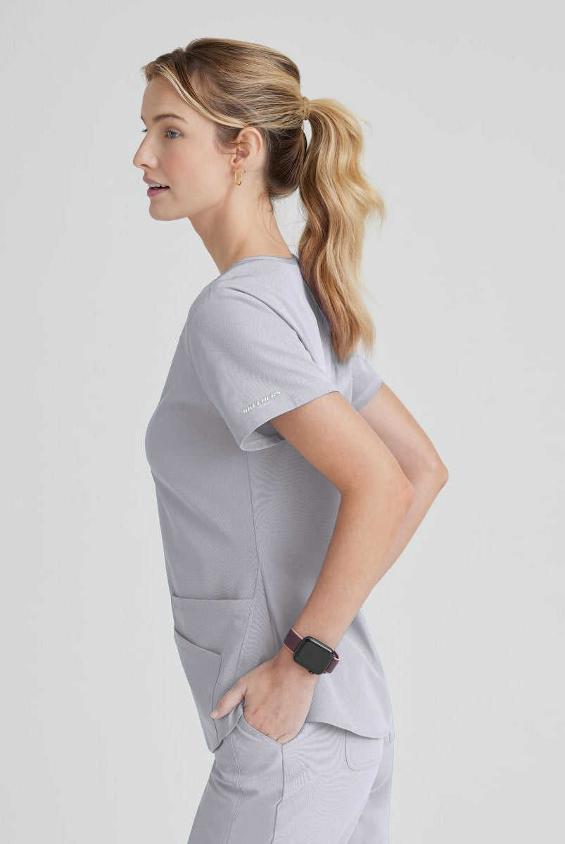 Skechers Breeze 3 Pocket Shaped Hem Scrub Top | Moonstruck