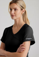 Skechers Reliance 3-Pocket Wrap Effect Scrub Top | BLACK