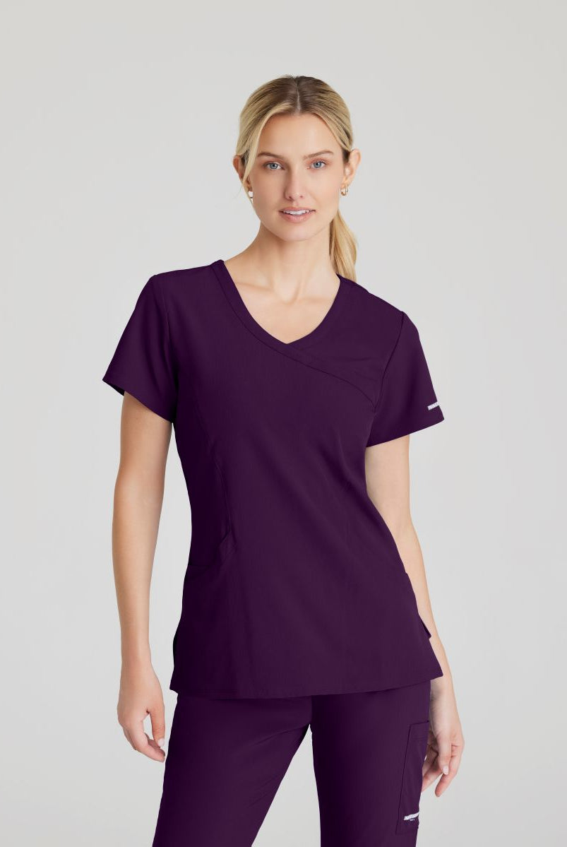 Skechers Reliance 3-Pocket Wrap Effect Scrub Top | Eggplant