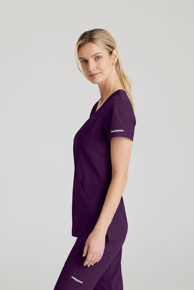 Skechers Reliance 3-Pocket Wrap Effect Scrub Top | Eggplant