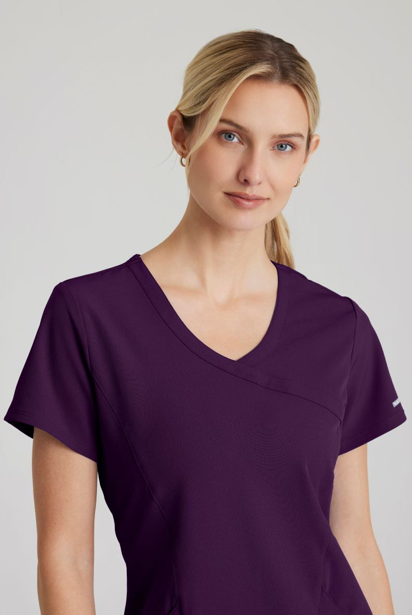 Skechers Reliance 3-Pocket Wrap Effect Scrub Top | Eggplant
