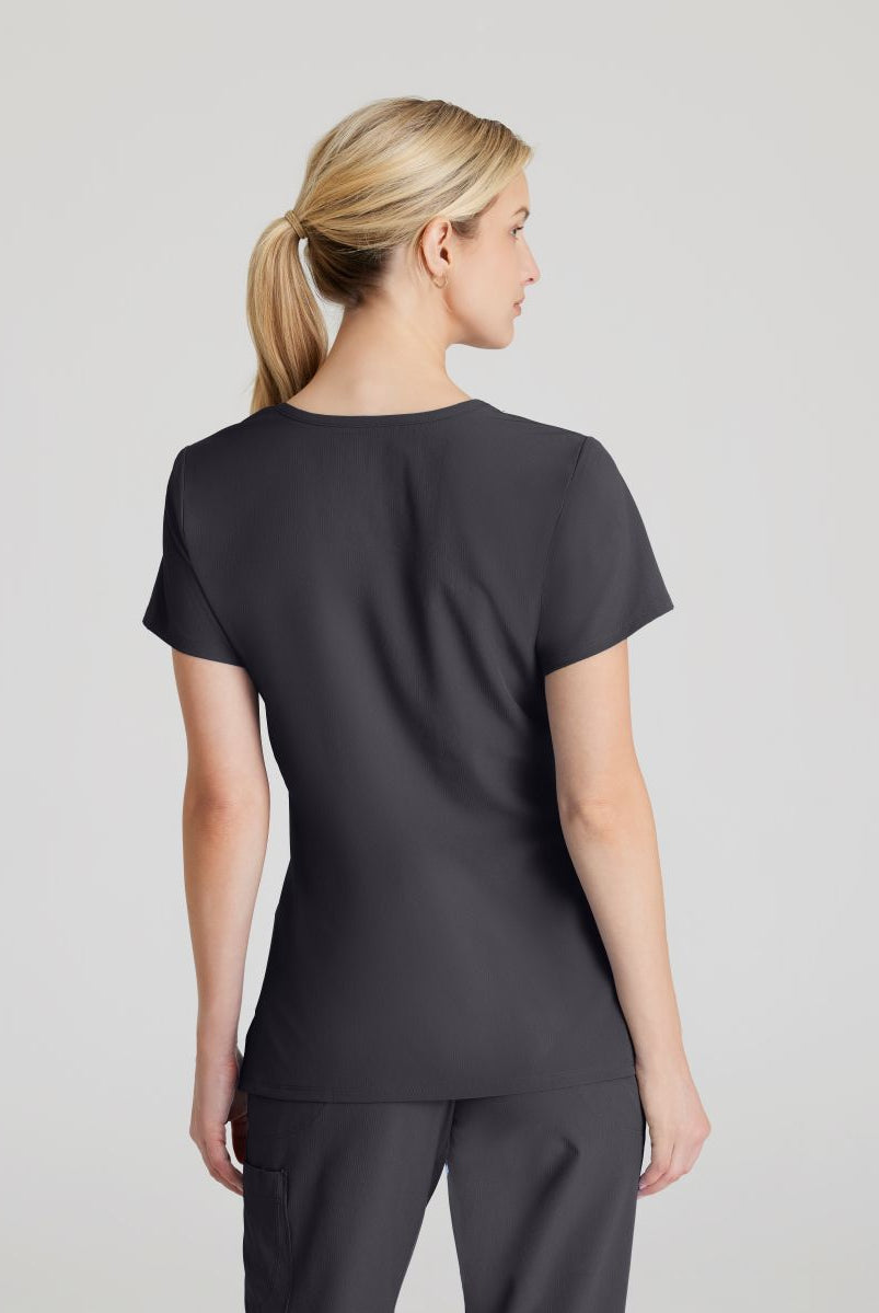 Skechers Reliance 3-Pocket Wrap Effect Scrub Top | Pewter Grey