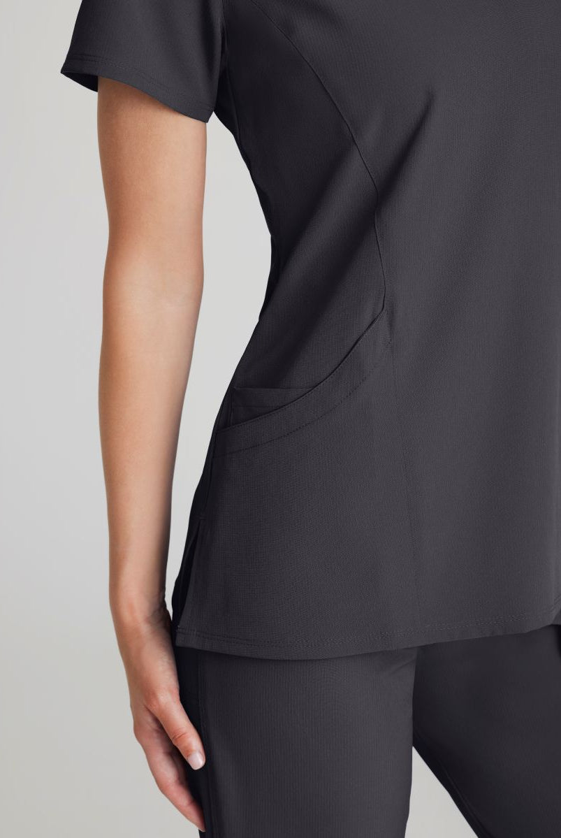 Skechers Reliance 3-Pocket Wrap Effect Scrub Top | Pewter Grey