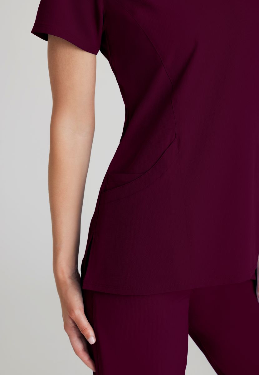 Skechers Reliance 3-Pocket Wrap Effect Scrub Top | Wine