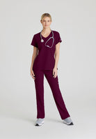 Skechers Reliance 3-Pocket Wrap Effect Scrub Top | Wine
