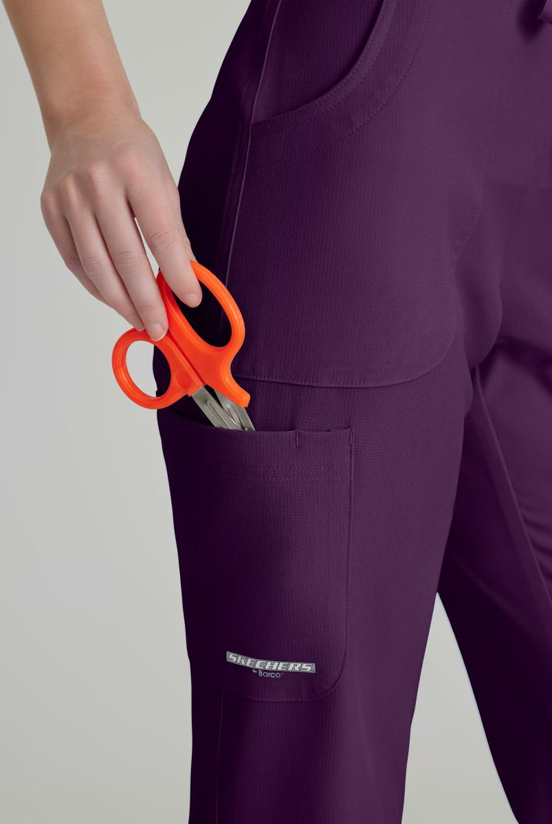 Skechers Reliance 3-Pocket Flat Front Scrub Trousers | Eggplant