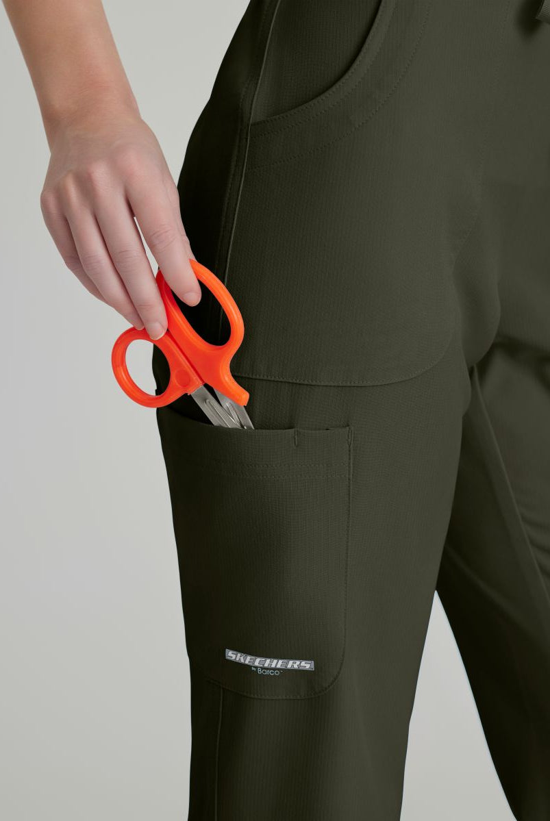 Skechers Reliance 3-Pocket Flat Front Scrub Trousers | Olive