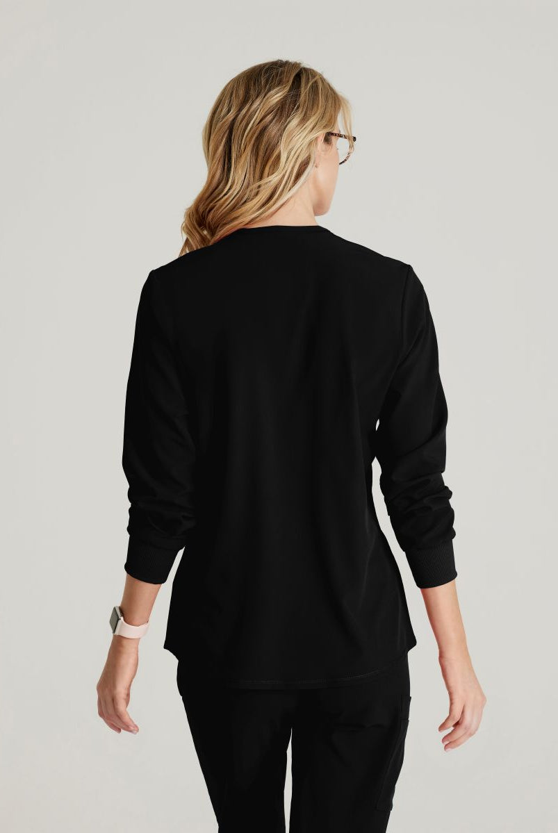 Skechers Women's 2 Pocket Warm-Up Scrub Jacket With Eco-Friendly Stretch Fabric | BLACK