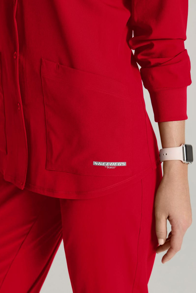 Skechers Women's 2 Pocket Warm-Up Scrub Jacket With Eco-Friendly Stretch Fabric | RED