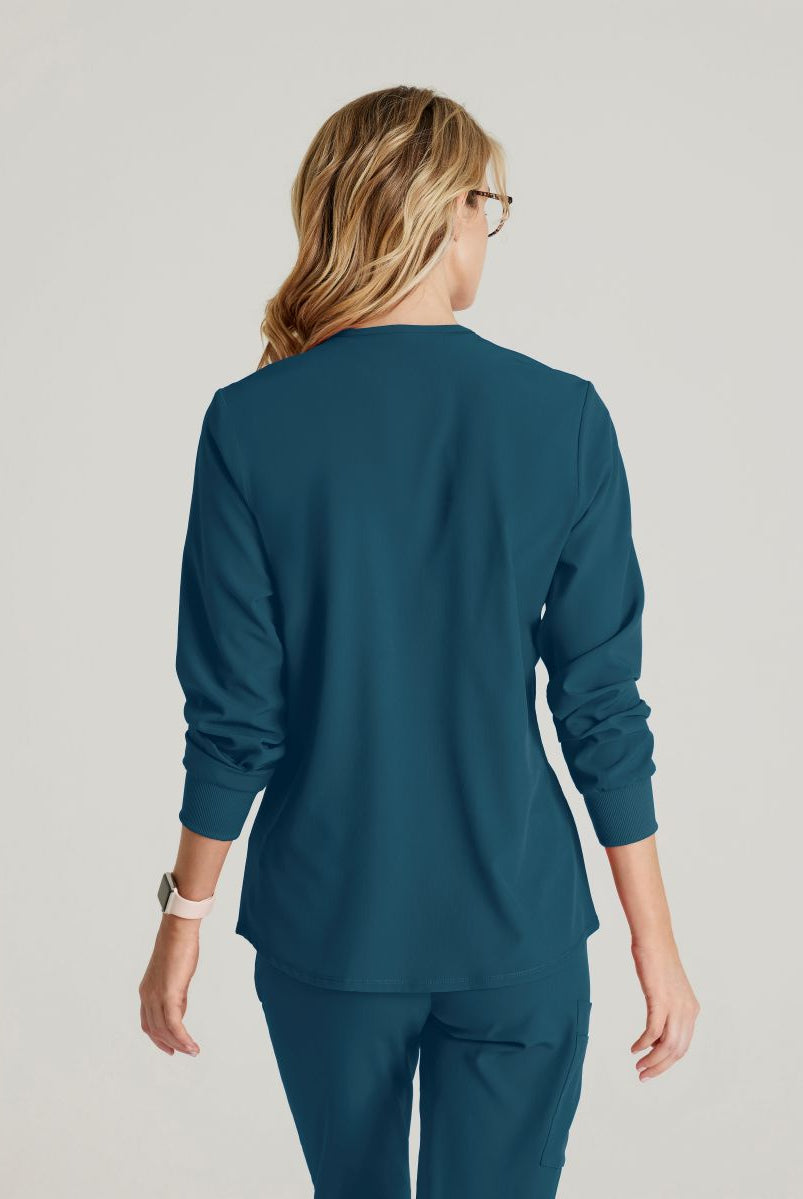 Skechers Women's 2 Pocket Warm-Up Scrub Jacket With Eco-Friendly Stretch Fabric | Bahama / Caribbean