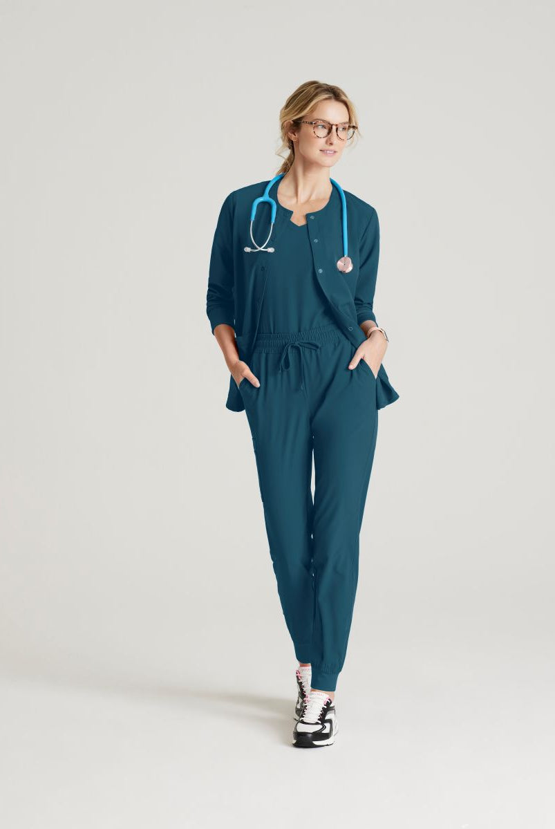 Skechers Women's 2 Pocket Warm-Up Scrub Jacket With Eco-Friendly Stretch Fabric | Bahama / Caribbean