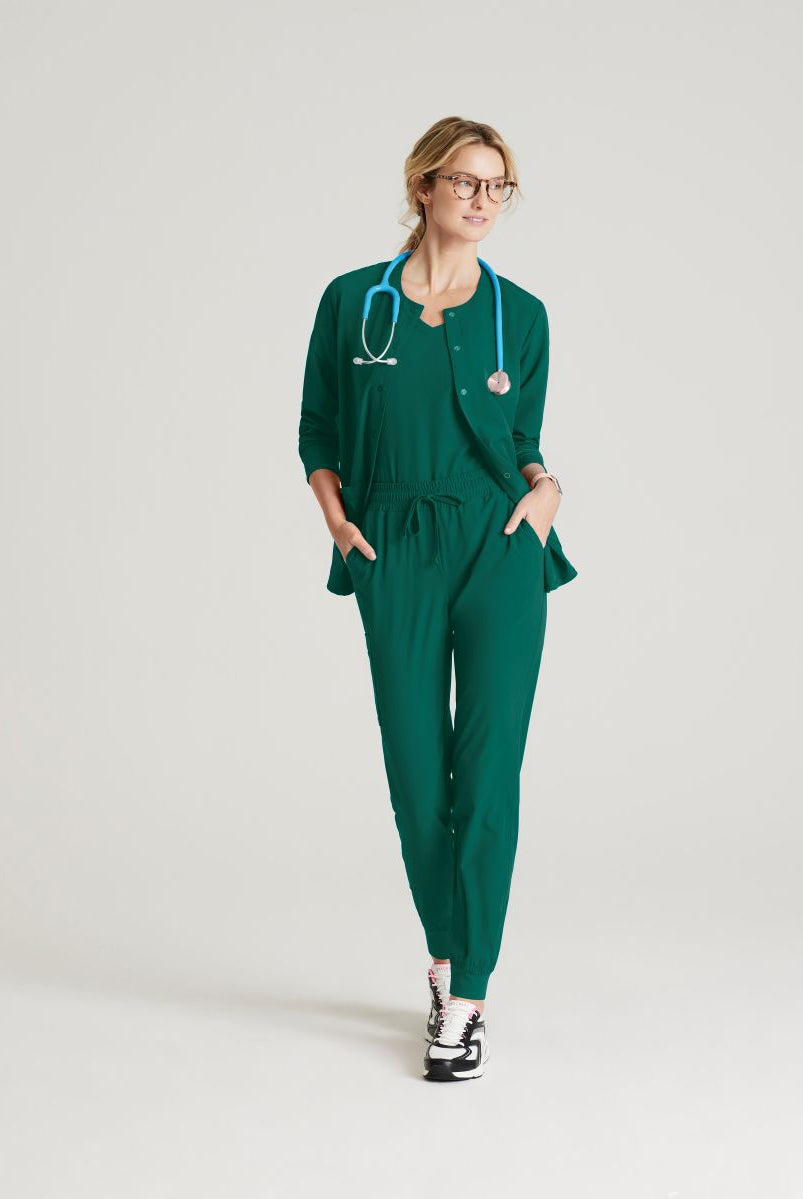 Skechers Women's 2 Pocket Warm-Up Scrub Jacket With Eco-Friendly Stretch Fabric | Hunter Green