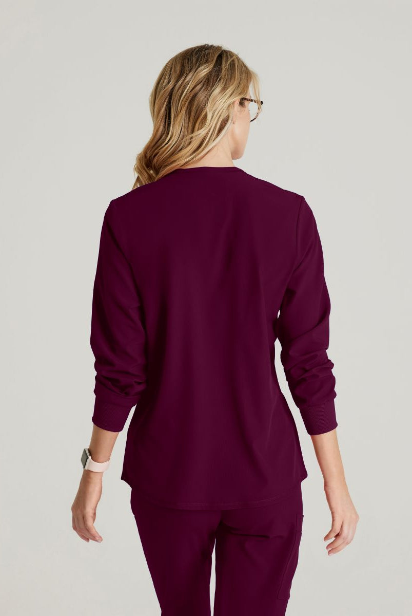 Skechers Women's 2 Pocket Warm-Up Scrub Jacket With Eco-Friendly Stretch Fabric | Wine