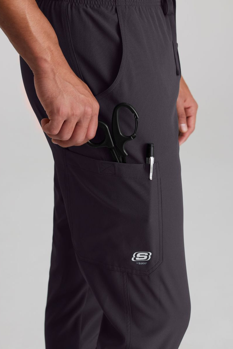 Skecher's Men's Jogger Scrub Pant with Drawstring Elastic Waistband and Cargo Pocket | Pewter Grey