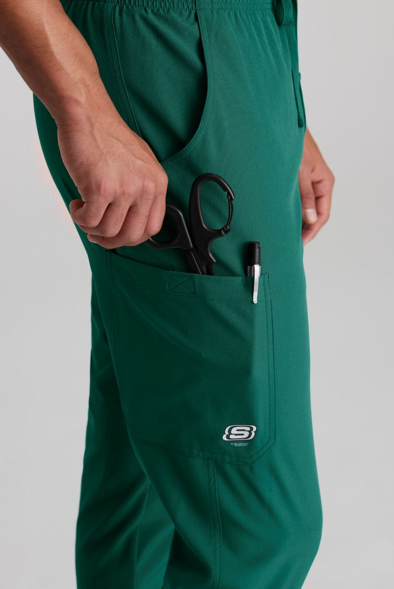 Skecher's Men's Jogger Scrub Pant with Drawstring Elastic Waistband and Cargo Pocket | Hunter Green