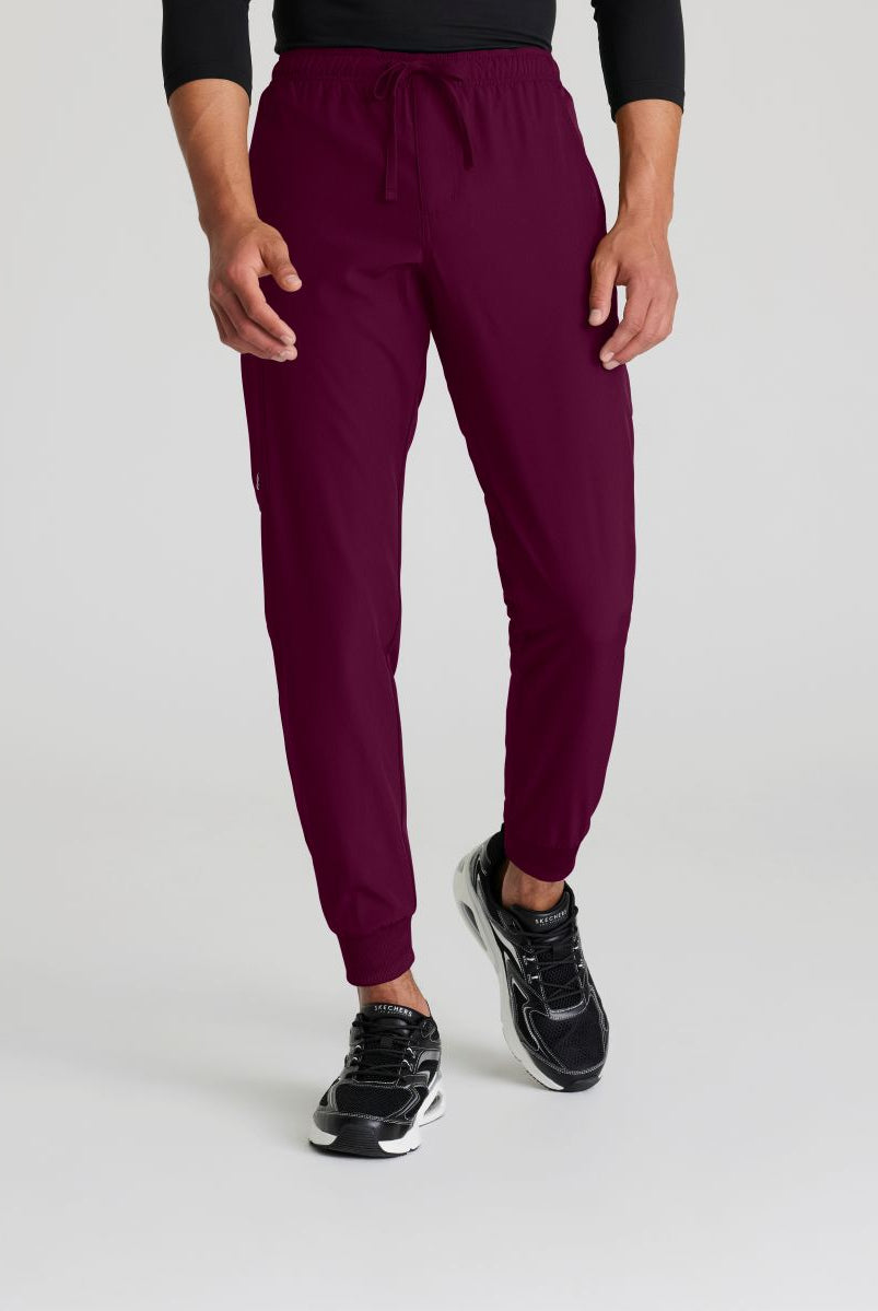 Skecher's Men's Jogger Scrub Pant with Drawstring Elastic Waistband and Cargo Pocket | Wine