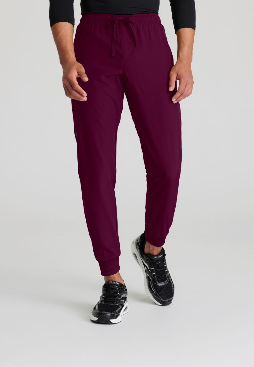 Skecher's Men's Jogger Scrub Pant with Drawstring Elastic Waistband and Cargo Pocket | Wine