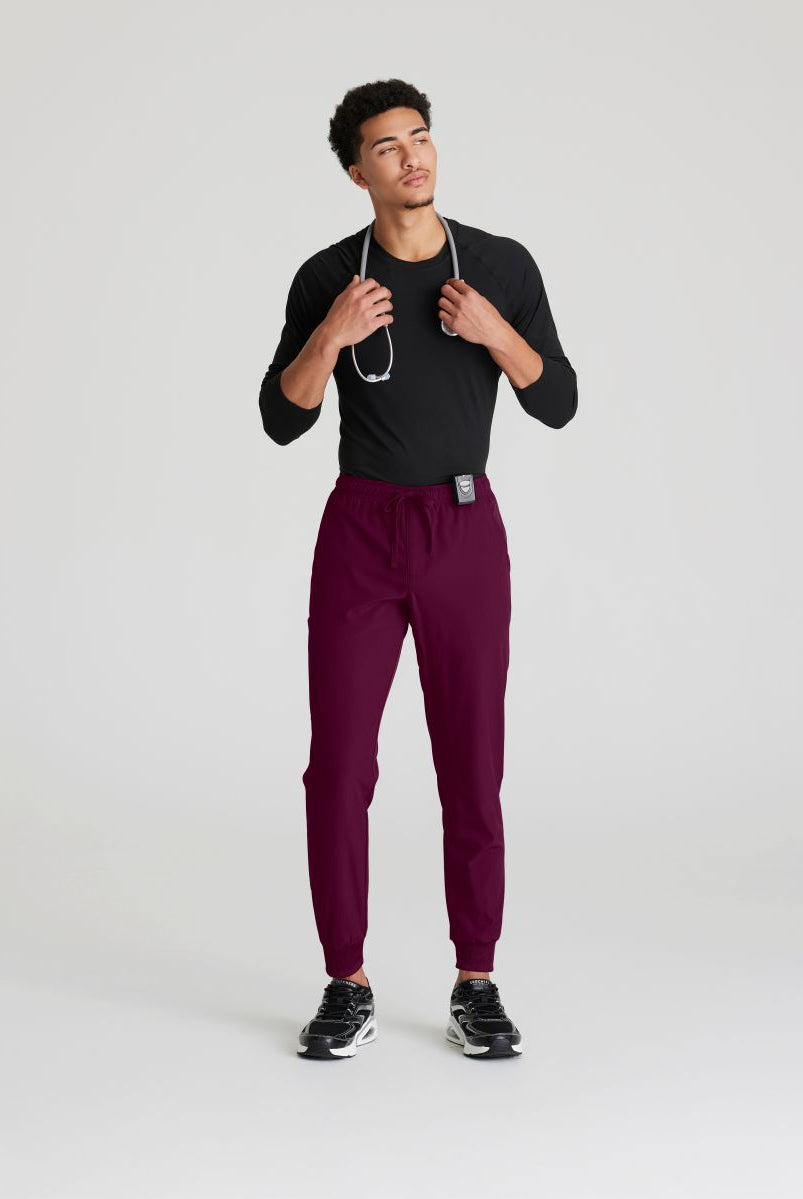 Skecher's Men's Jogger Scrub Pant with Drawstring Elastic Waistband and Cargo Pocket | Wine