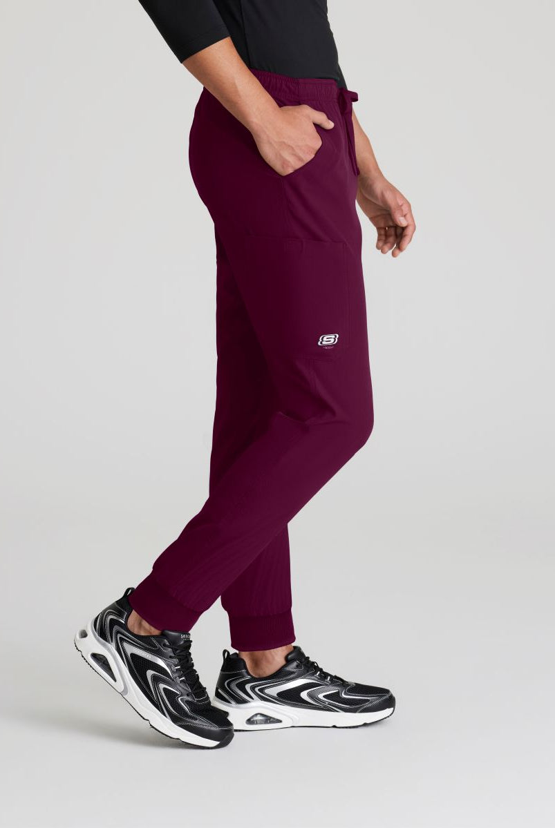 Skecher's Men's Jogger Scrub Pant with Drawstring Elastic Waistband and Cargo Pocket | Wine