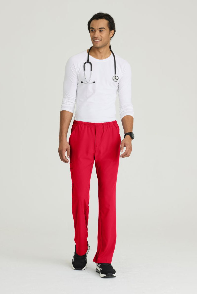 Skechers Male Structure 4 Pocket Elastic Waistband Scrub Trousers | RED