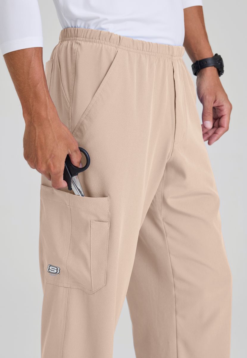 Skechers Male Structure 4 Pocket Elastic Waistband Scrub Trousers | New Khaki