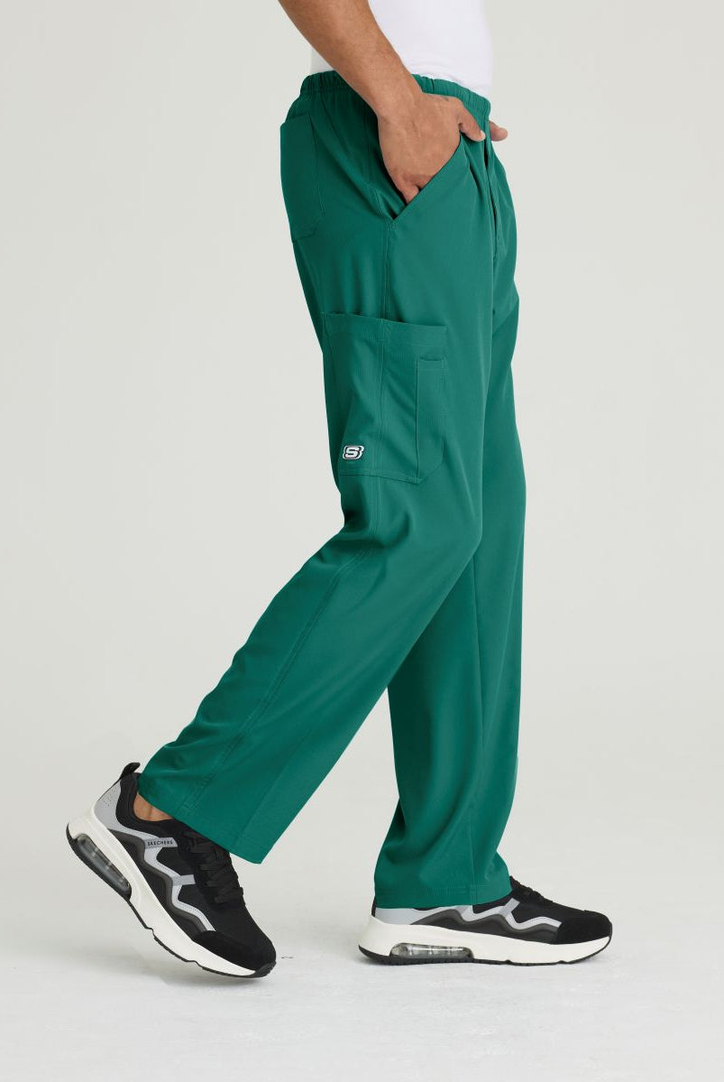 Skechers Male Structure 4 Pocket Elastic Waistband Scrub Trousers | Hunter Green