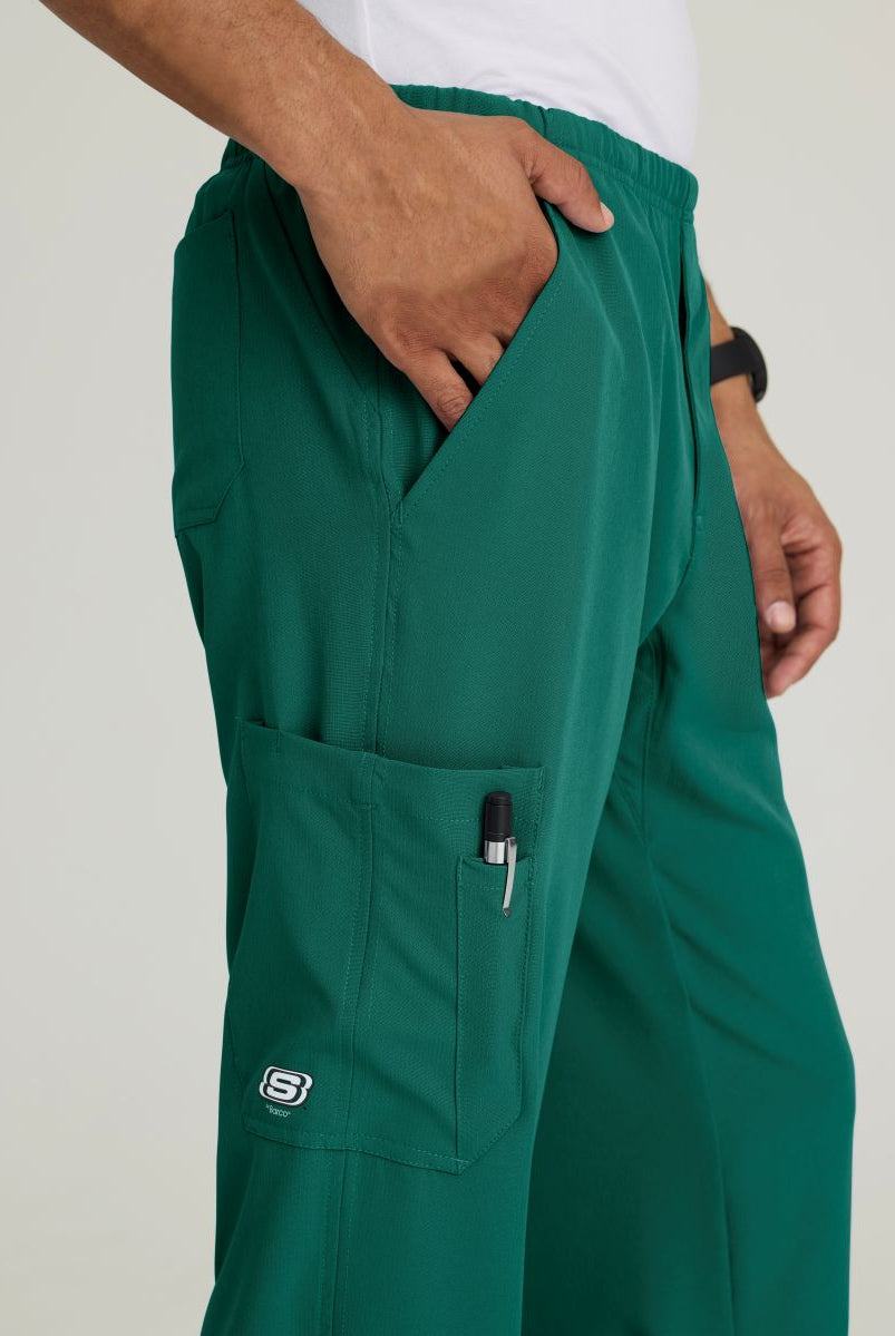 Skechers Male Structure 4 Pocket Elastic Waistband Scrub Trousers | Hunter Green
