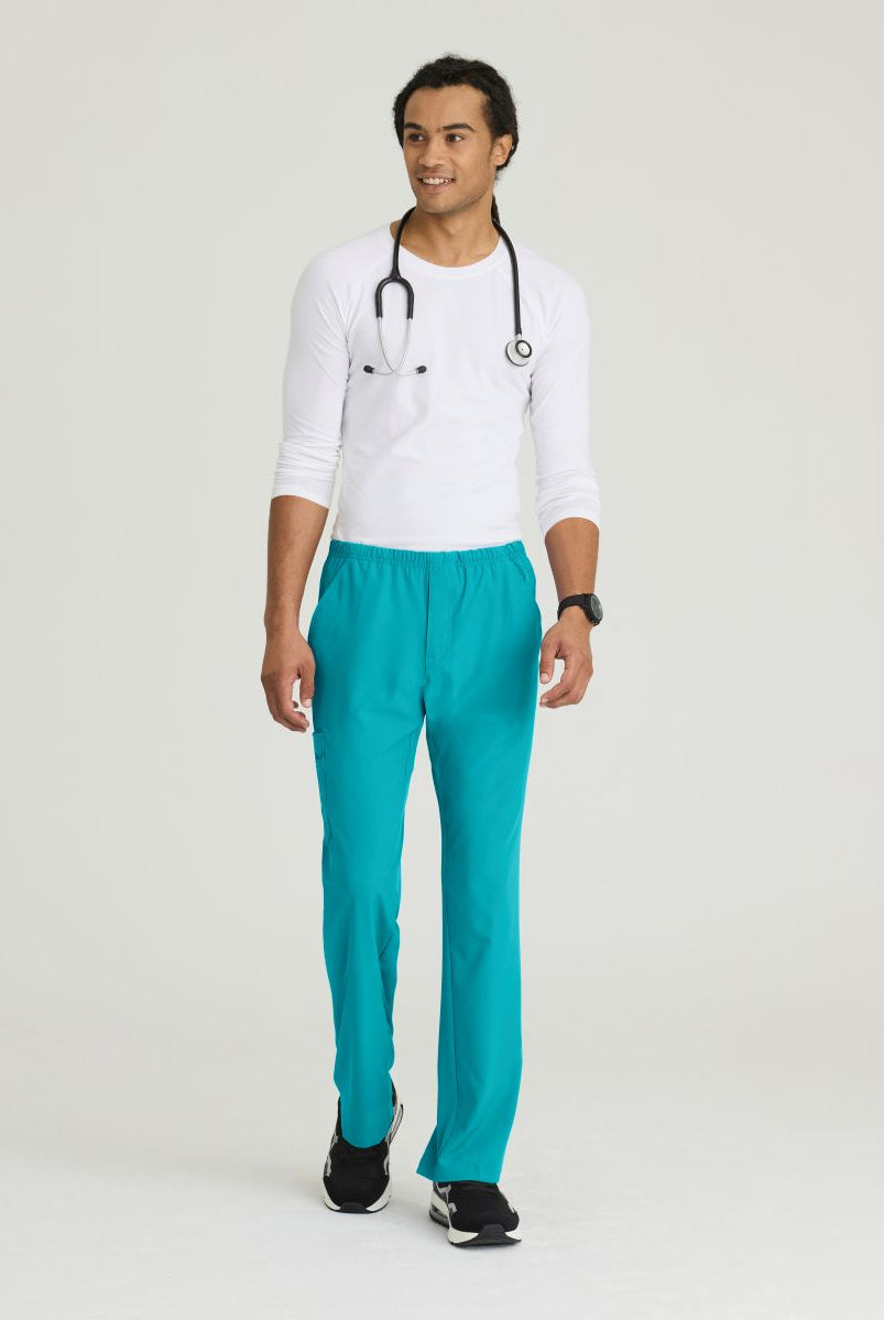 Skechers Male Structure 4 Pocket Elastic Waistband Scrub Trousers | Teal