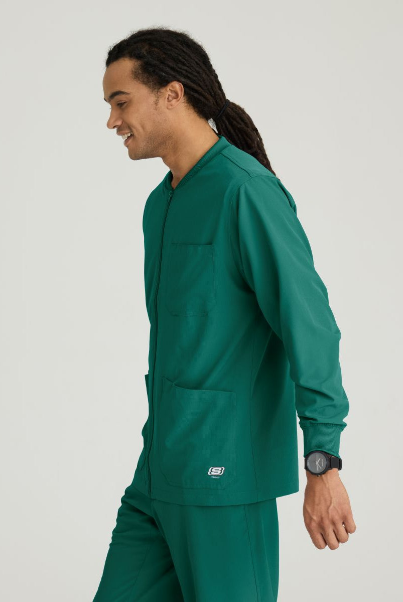 Skechers Men's 3 Pocket Warm-Up Zip Jacket | Hunter Green