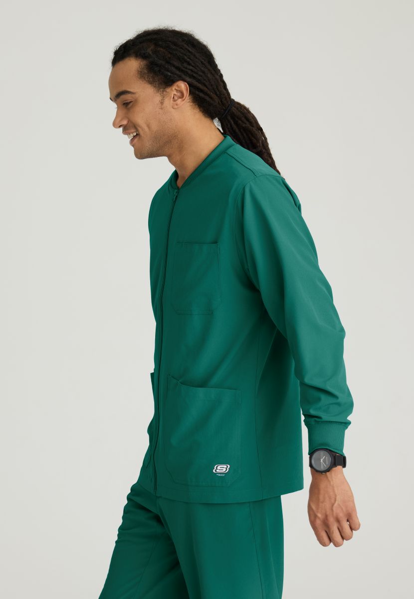 Skechers Men's 3 Pocket Warm-Up Zip Jacket | Hunter Green