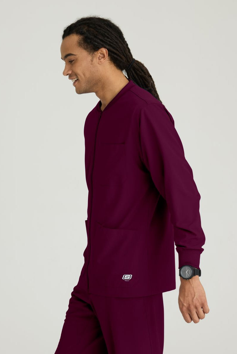Skechers Men's 3 Pocket Warm-Up Zip Jacket | Wine