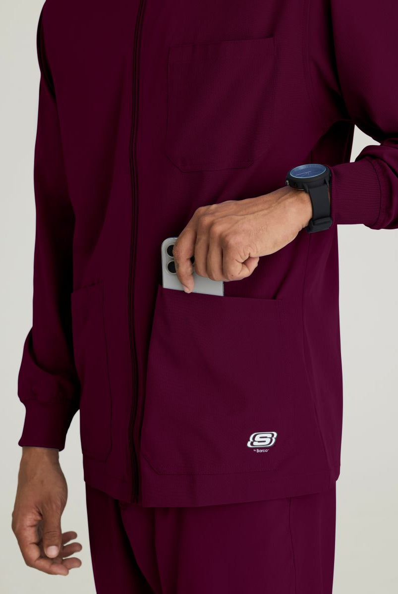 Skechers Men's 3 Pocket Warm-Up Zip Jacket | Wine