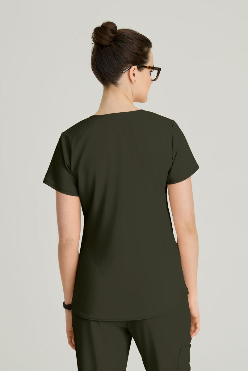 Skechers Breeze 3 Pocket Shaped Hem Scrub Top | Olive