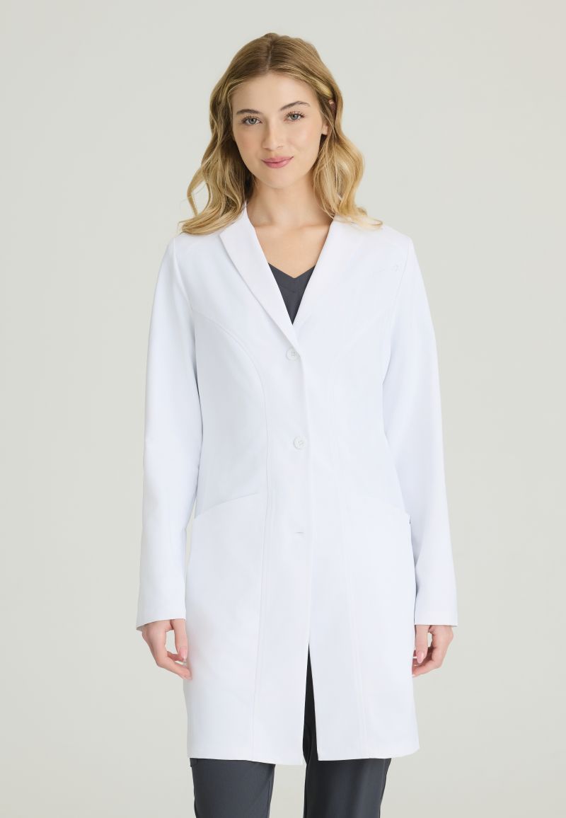 Skechers Women's 3 Pocket 4-Button Lab Coat | WHITE