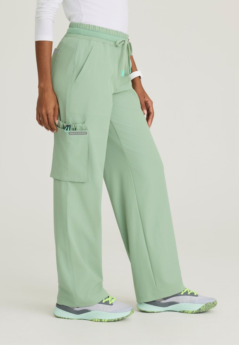 Skechers Scout Women's 5 Pocket Shirred Waistband Wide Leg Pant | Field Green