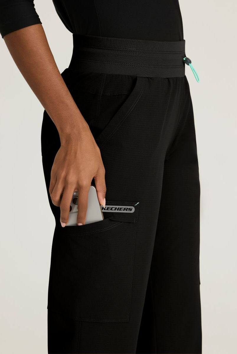 Skechers Explore Women's 5 Pocket Knit Waistband Fit & Flare Pant | BLACK